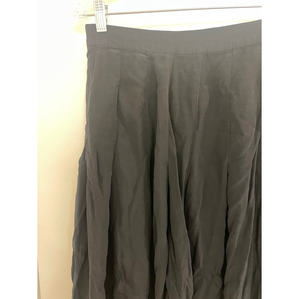 Vintage Pleated Black Midi Skirt Goth Cottagecore Twee Classic Preppy - Picture 3 of 6